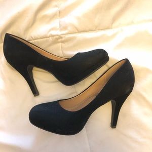 Black suede pumps